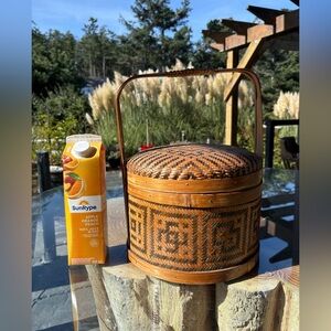 Vtg Chinese Wedding /Betrothal Lidded Basket